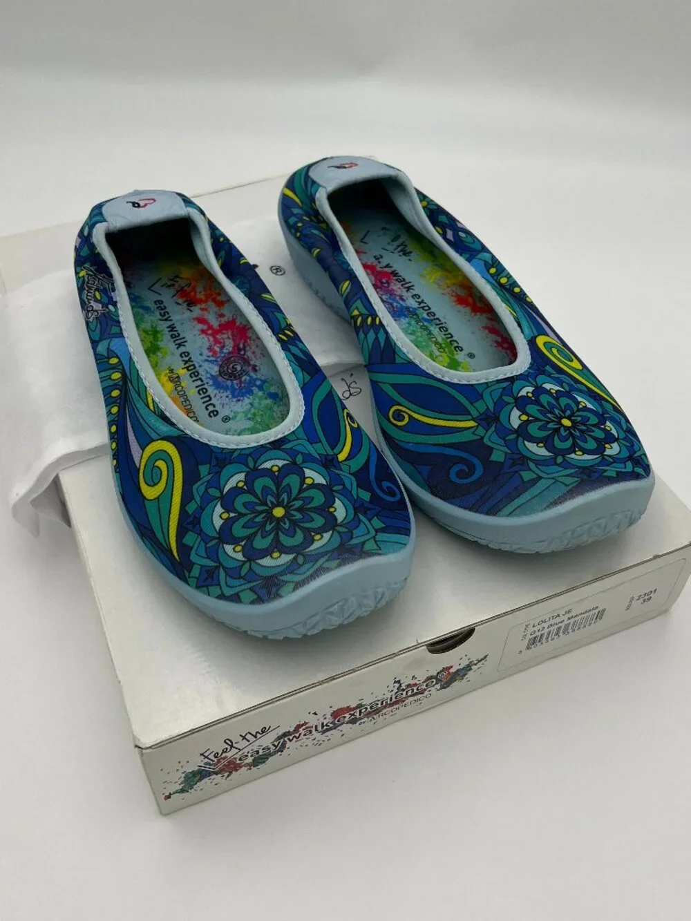 Like New Arcopedica Lolita Flats Artist Edition in blues size 39 or 8.5